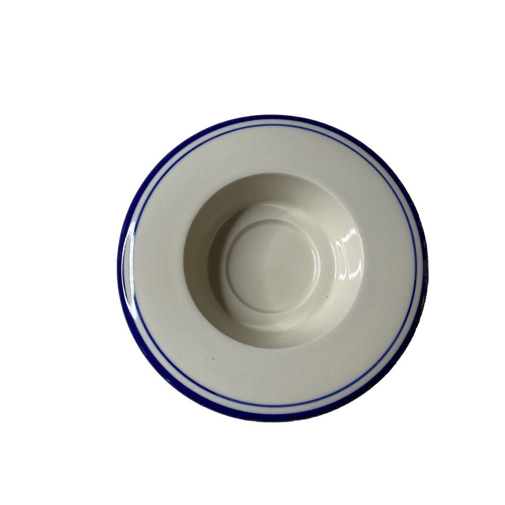 Vintage Stoneware Bowl Bordeaux by Gailstyn Sutton White Blue Cream Circle